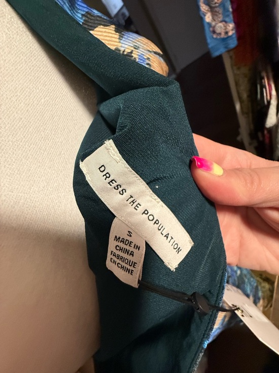 Dress the Population One-Shoulder Blue Floral Pleated Gown – Size Small (NWT)